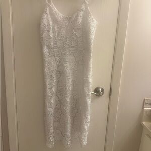 Lulu's White Lace Midi Dress